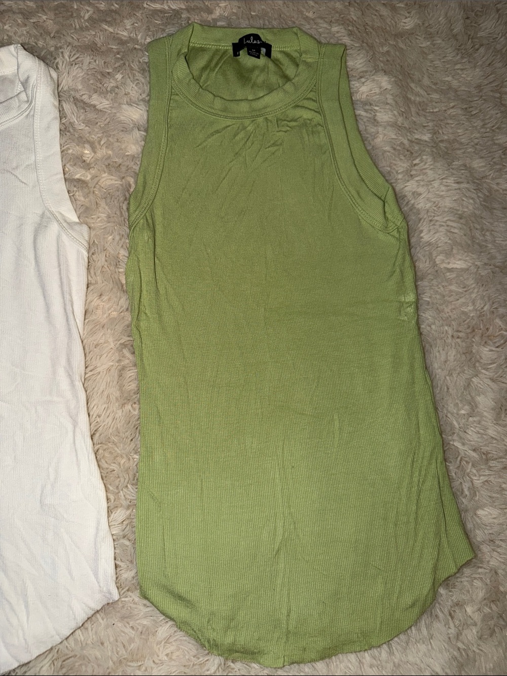 Lulu's Ribbed Tank Tops in White & Light Green - Set of 2 - Picture 3 of 3
